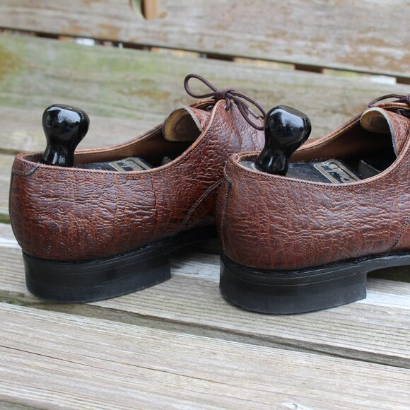 EUC Vtg 70s Florsheim Antelope Leather Derby, Men's 10.5 Narrow, Made in Canada - Picture 7 of 15